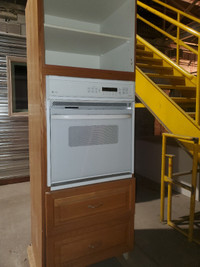 GE profile oven in stand up cabinet