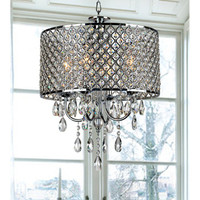 Danesa 4 - Light Shaded Drum Chandelier with Real Crystal Accent
