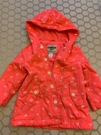 Size 2T Girls OshKosh Fleece-Lined Rain Jacket