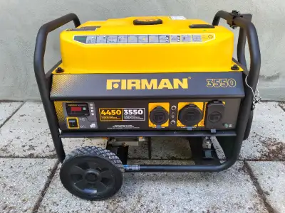 This P03501 Firman portable generator is a gas-powered device with a tank capacity of 18.9 L (5 gal....