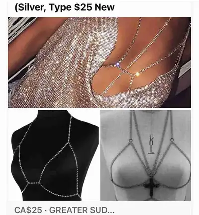 Elevate your style with this stunning Rhinestone Chain Top! This eye-catching body jewelry features...