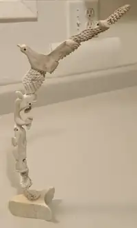 Vintage Hand Carved Real Bone Birds,Whale & Platypus Sculpture