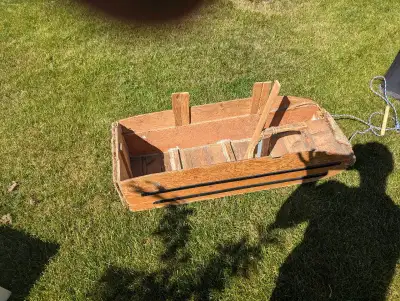 Two wooden sleds for ice fishing, View more