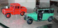Vintage Dinky Toys Two Tone Taxi and Red Landrover