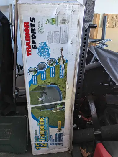 Brand new 12 ft trampoline with enclosed space. Bought new last year but no longer needed. Paid $400...