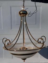 Brass and Frosted glass Pendant light fixture