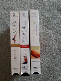 Yoga, Pilates, and reflexology VHS tapes
