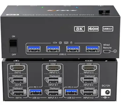 brand new- KVM Switch 3 Monitors 2 Computers 8K@60Hz., View more