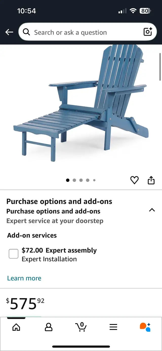 Wooden Outdoor Folding Adirondack Chair with Ottoman, Pre-Assemb in Patio & Garden Furniture in Hamilton - Image 9