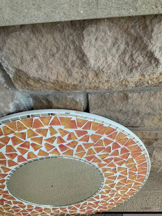 Vintage Early 2000’S Mosaic Tile Orange Round Wall Mirror in Home Décor & Accents in Oakville / Halton Region - Image 6