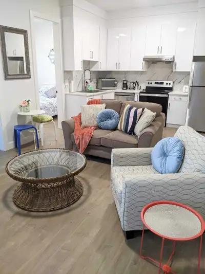 Beautiful 2-bedroom, 1-bathroom suite available for rent in Ocean Park, South Surrey. Only 2 years o...