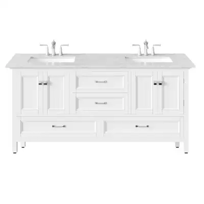 BRAND NEW 72” White Double Sink Vanity with Carrara Quartz Top, View more