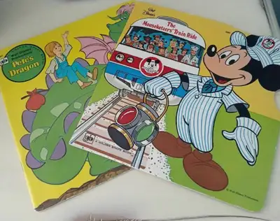 2 Vintage Golden Shape Walt Disney Books - including: The Mouseketeers' Train Ride 1977 - in very ne...