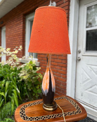 Beautiful tall mid century modern drip glaze table lamp vintage