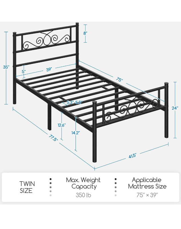 Twin Size Metal Bed Frame in Beds & Mattresses in City of Toronto - Image 4