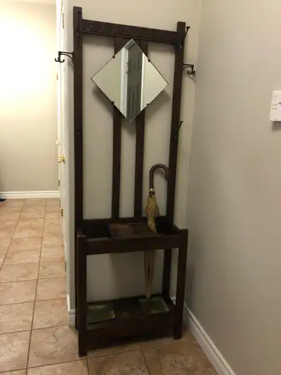 ASAPOak Hall Tree Coat Rack with Mirror | Entryway Storage Bench, View more