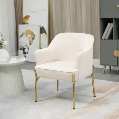 Modern cream white Accent Chair with Metal Legs , View more