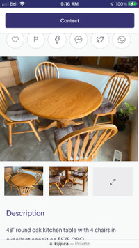 Oak table with 6 chairs and 2 leafs 1000 obo