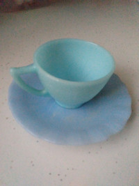 Vintage Pyrex Delphite Blue cup and saucer