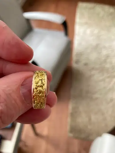 Beautiful 14 karat gold ring with 22 karat nuggets, View more
