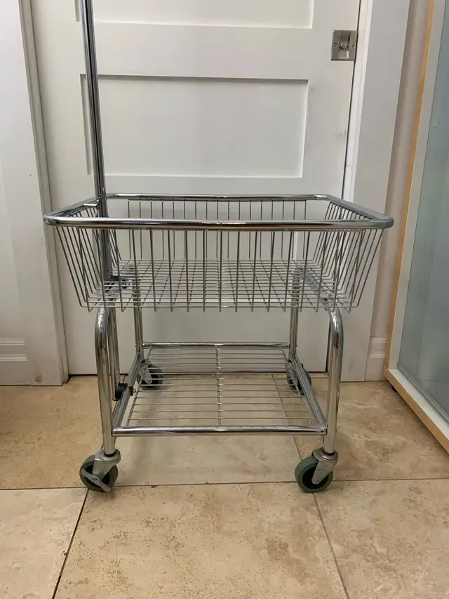 Laundry Rolling Cart Valet Hanging Arm Basket Shelf $6062863284654595122