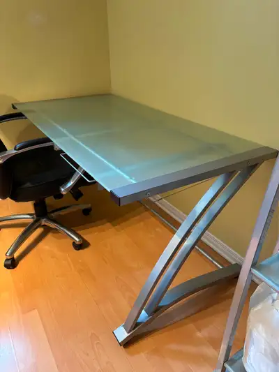 Glass desk and bookcase, View more