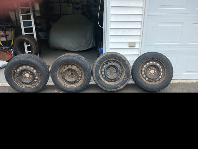 4 winter tires and rims for sale. Fits Mitsubishi RVR. $100 in Tires & Rims in Moncton - Image 3