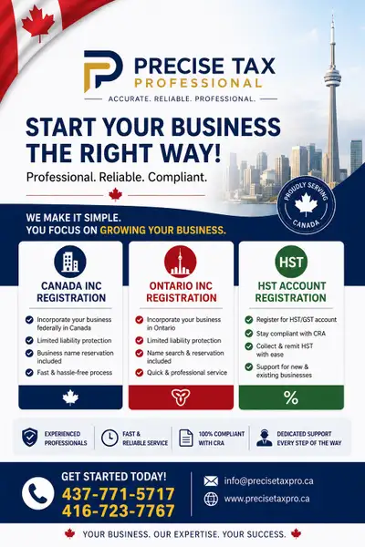 Precise Tax Professionals Accurate • Reliable • Trusted ✅ Personal Tax Filing (T1) ✅ Corporate Tax F...