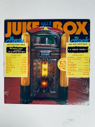 Get ready to rock with this K-Tel Juke Box Party Rock Vol. 2 vinyl record, featuring 20 Rock n Roll...