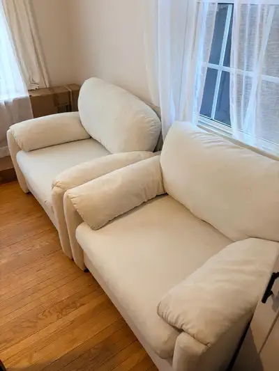 Oversized beige chairs (pair), View more
