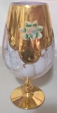 Vinatge Murano Stemware Glassware Artglass 22k Gild Gold Pink,