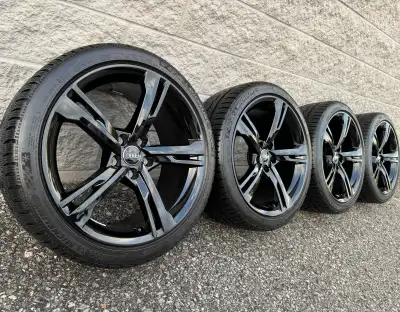 Michelin Pilot Alpin PA4 Winter Tires and original 19 inch Audi A5 & S5 "5-Arm Ramus Design" gloss b...