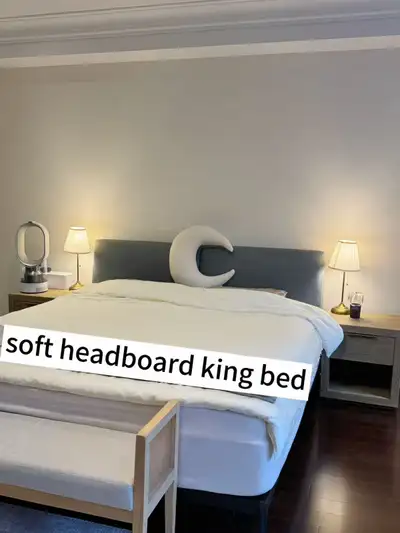 King size bed frame including soft headboard as shown in photos. 90% new. Pick up in Vaughan/Richmon...