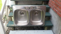 Stainless steel dual basin kitchen sink