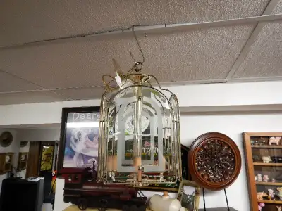 Small Brass and Glass Hallway Light, View more