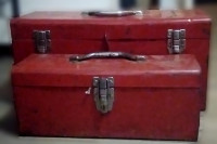Vintage  Herbrand metal toolboxes with tools