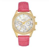 Caravelle By Bulova Women's Mother Of Pearl Pink Leather Watch 