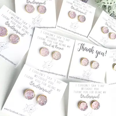 Wedding Bridal “I Do”Crew Gifts - Sparkleball & Druzy Earrings, View more