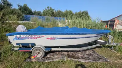 Chaloupe/bateau 1995 en aluminium de Princecraft, modèle pro 178 avec moteur Jonhson 115 hp avec toi...
