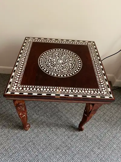 Side table / end table handcrafted bone inlay table, rosewood, s, View more