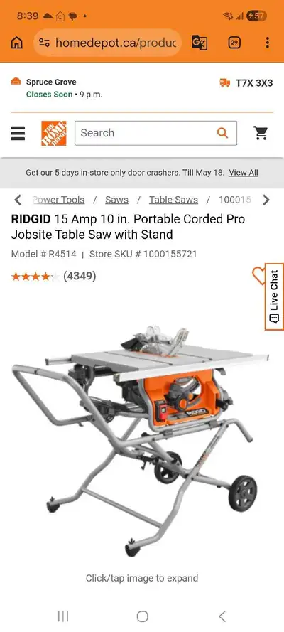 Portable table saw.works great.New Lowered price! Item is available and will be removed when sold.