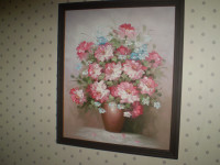 Original Oil Acrylic Floral Painting / Soft Canvas  P. Keeling