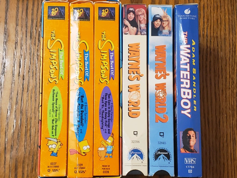 Lot of VHS TAPES! Simpson's, Wayne's World 1 & 2, Waterboy! CDs, DVDs