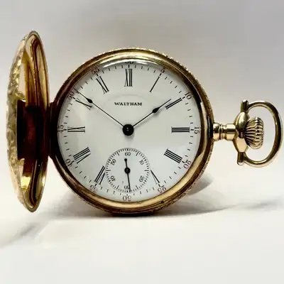 Waltham Gold Filled, Double Hunter Case Pocket Watch $300 Flawless condition. No marks of any size o...