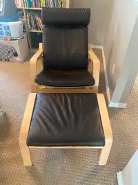 IKEA Poang - Leather Rocking Chair and Matching Footstool