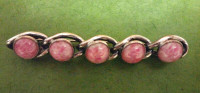 Vintage 1970s? Interesting Linear Pin with Pink Fleck Stones