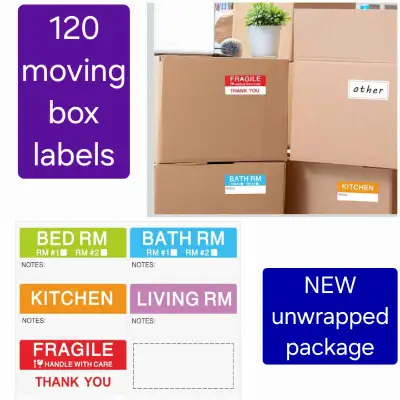 120 Moving Box labels - NEW unwrapped package, View more