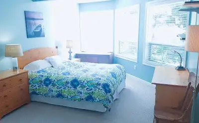 1 bdrm suite; fully equipped kitchen, bdrm has queen bed, laundry off kitchen, all utilities incl +...