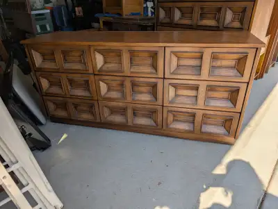 Vintage Retro Nine Drawer Dresser with Mirror, View more
