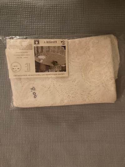 Elegant Nottingham Lace cloth by Scranton Lace Pattern made in USA Machine wash measurements are: 60...